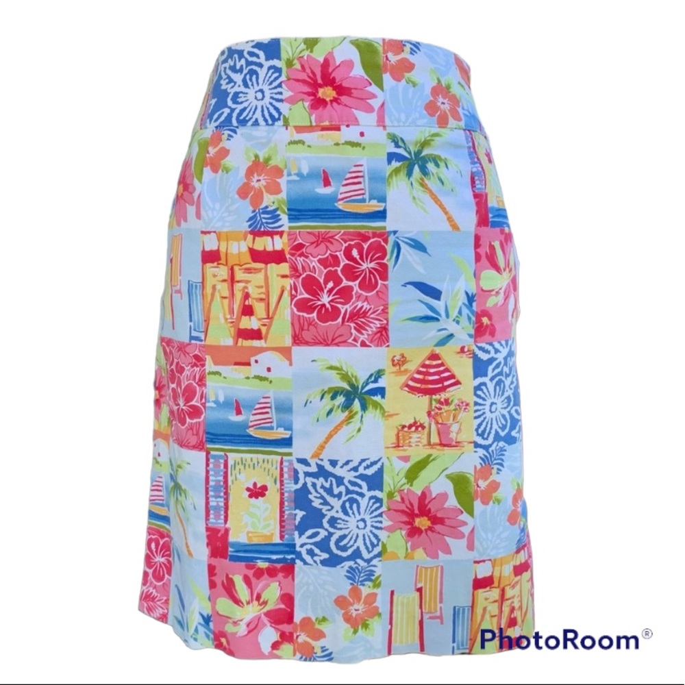 Talbots Patchwork Tropical Beach Hibiscus Summer … - image 1